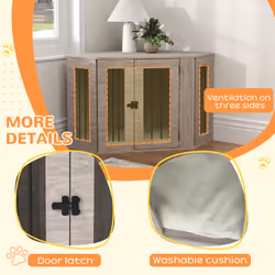 PawHut Dog Crate Furniture for Medium Dogs w/ Cushion, Door - Walnut Brown - Additional view 4