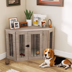 PawHut Dog Crate Furniture for Medium Dogs w/ Cushion, Door - Walnut Brown - Additional view 8
