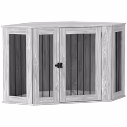 PawHut Dog Crate Furniture for Large Dogs w/ Cushion, Door - Grey