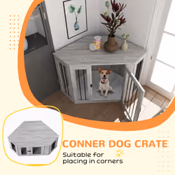 PawHut Dog Crate Furniture for Large Dogs w/ Cushion, Door - Grey - Additional view 4