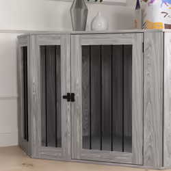 PawHut Dog Crate Furniture for Large Dogs w/ Cushion, Door - Grey - Additional view 8