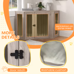 PawHut Dog Crate Furniture for Large Dogs w/ Cushion, Door - Walnut Brown