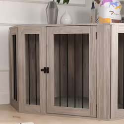 PawHut Dog Crate Furniture for Large Dogs w/ Cushion, Door - Walnut Brown - Additional view 6