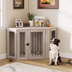PawHut Dog Crate Furniture for Large Dogs w/ Cushion, Door - Walnut Brown - Additional view 8