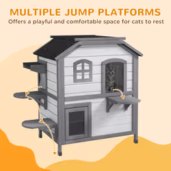 PawHut Kitten Condo with Openable Roof, Catio Enclosure Furniture, White - Additional view 4