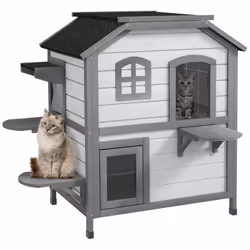 PawHut Kitten Condo with Openable Roof, Catio Enclosure Furniture, White - Additional view 8