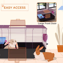 PawHut Small Animal Cage, Rabbit Guinea Pig Hutch, Pet Playhouse, Black - Additional view 6