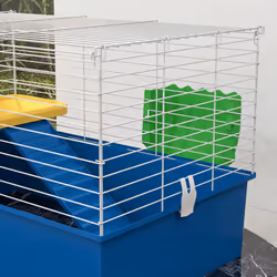 PawHut Small Animal Cage, Rabbit Guinea Pig Hutch, Pet Playhouse, Blue - Additional view 7