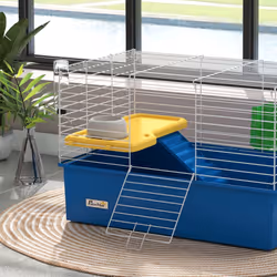 PawHut Small Animal Cage, Rabbit Guinea Pig Hutch, Pet Playhouse, Blue - Additional view 8