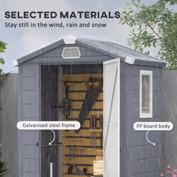 Outsunny 4 x 3ft Garden Shed Storage w/ Foundation Kit, Vents, Grey