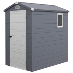 Outsunny 4 x 6ft Garden Shed Storage w/ Foundation Kit, Vents, Grey