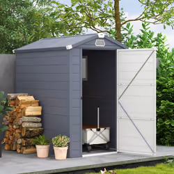 Outsunny 4 x 6ft Garden Shed Storage w/ Foundation Kit, Vents, Grey