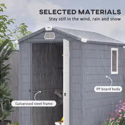 Outsunny 4 x 6ft Garden Shed Storage w/ Foundation Kit, Vents, Grey