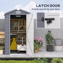 Outsunny 4 x 6ft Garden Shed Storage w/ Foundation Kit, Vents, Grey - Additional view 4