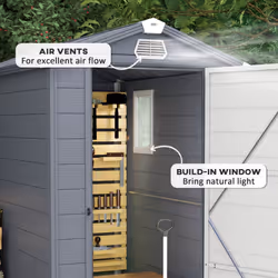 Outsunny 4 x 6ft Garden Shed Storage w/ Foundation Kit, Vents, Grey - Additional view 6