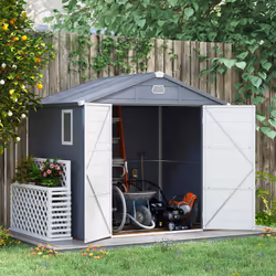 Outsunny 8 x 6ft Garden Shed Storage w/ Foundation Kit, Vents, Grey