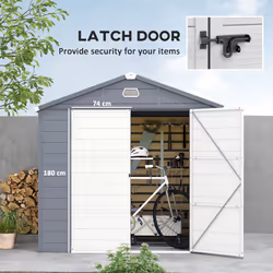 Outsunny 8 x 6ft Garden Shed Storage w/ Foundation Kit, Vents, Grey
