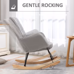 HOMCOM Wingback Rocking Chair for Nursing w/ Steel Frame Light Grey