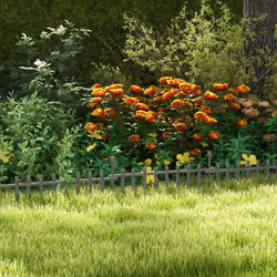 Outsunny Decorative Garden Fencing, Wooden Landscape Edging, Grey