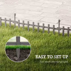 Outsunny Decorative Garden Fencing, Wooden Landscape Edging, Grey