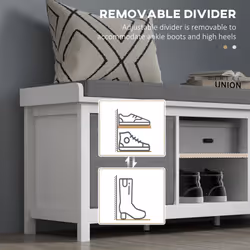 HOMCOM Shoe Bench with Cushioned Seat Fabric Drawers for Entryway Hallway White - Additional view 5