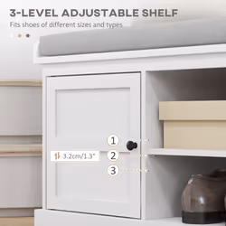 HOMCOM Shoe Storage Bench with Cushion 2 Cabinets for Entryway Hallway White - Additional view 5