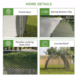 PawHut Walk-In Chicken Run w/ Cover, for 8-12 Chickens, 3 x 3.8 x 2.2m - Additional view 5