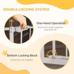 PawHut Extra Tall Dog Gate with Cat Door Auto Close for Stairs 74-80 cm Wide