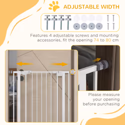 PawHut Extra Tall Dog Gate with Cat Door Auto Close for Stairs 74-80 cm Wide - Additional view 4