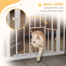 PawHut Extra Tall Dog Gate with Cat Door Auto Close for Stairs 74-80 cm Wide - Additional view 5