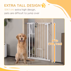 PawHut Extra Tall Dog Gate with Cat Door Auto Close for Stairs 74-80 cm Wide - Additional view 6