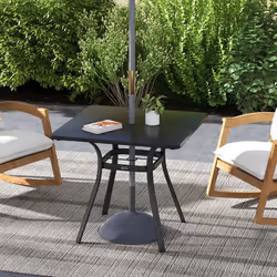 Outsunny Garden Table with Metal Tabletop, Steel Frame for Balcony, Porch, Black