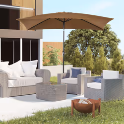 Outsunny 3x2m Patio Parasol Canopy Tilt Crank 6 Ribs Sun Shade Garden Brown