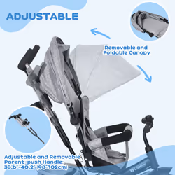 HOMCOM 6 in 1 Kids Trike, Stroller with Parent Handle, Grey