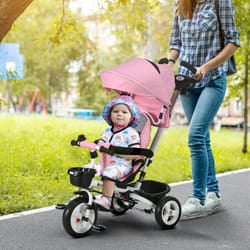 HOMCOM 6 in 1 Trike for Toddler 1-5 Years with Parent Handle, Pink
