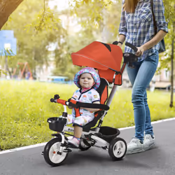 HOMCOM 6 in 1 Trike for Toddler 1-5 Years with Parent Handle, Red