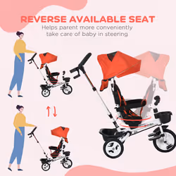 HOMCOM 6 in 1 Trike for Toddler 1-5 Years with Parent Handle, Red