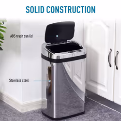 HOMCOM 30L Automatic Kitchen Bin with Lid and Infrared Motion Sensor Silver