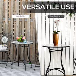 Outsunny Mosaic Side Table Bistro Coffee Table for Garden Patio Balcony Grey - Additional view 4