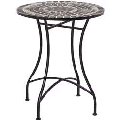 Outsunny Mosaic Side Table Bistro Coffee Table for Garden Patio Balcony Grey - Additional view 8