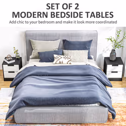HOMCOM 2 Drawer Bedside Tables Set of 2 with Storage Nightstands for Bedroom