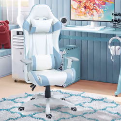 HOMCOM Gaming Chair for Adults Faux Leather Computer Chair w/ 3D Armrests Blue