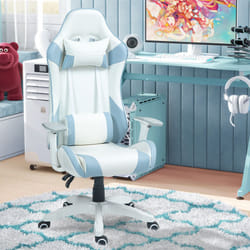HOMCOM Gaming Chair for Adults Faux Leather Computer Chair w/ 3D Armrests Blue