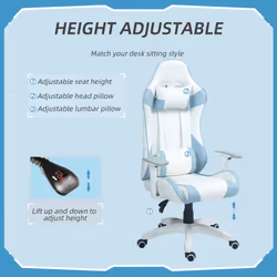 HOMCOM Gaming Chair for Adults Faux Leather Computer Chair w/ 3D Armrests Blue