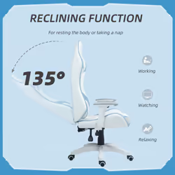HOMCOM Gaming Chair for Adults Faux Leather Computer Chair w/ 3D Armrests Blue