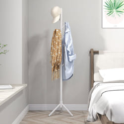 HOMCOM Coat Rack Bamboo Coat Stand with 8 Hooks for Handbags, White