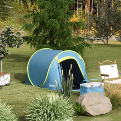 Outsunny Pop up Camping Tent for 2 Man, 2000mm Waterproof with Carry Bag, Blue