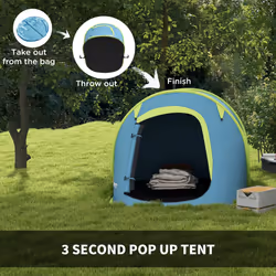 Outsunny Pop up Camping Tent for 2 Man, 2000mm Waterproof with Carry Bag, Blue