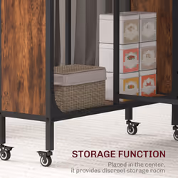 HOMCOM Mobile Drop Leaf Dining Table on Wheels with Storage Shelf Rustic Brown - Additional view 5