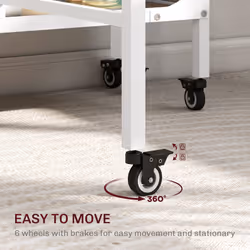 HOMCOM Mobile Drop Leaf Dining Table on Wheels with Storage Shelf Natural - Additional view 4